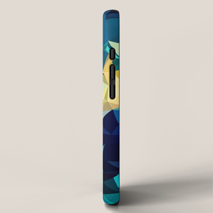 Blue Gold New Poly Wave Geometric Triangles  iPhone Case Gallery Image 2