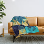 Blue Gold New Poly Wave Geometric Triangles  Throw Blanket Gallery Image 1