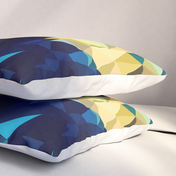 Blue Gold New Poly Wave Geometric Triangles  Pillow Sham Gallery Image 3