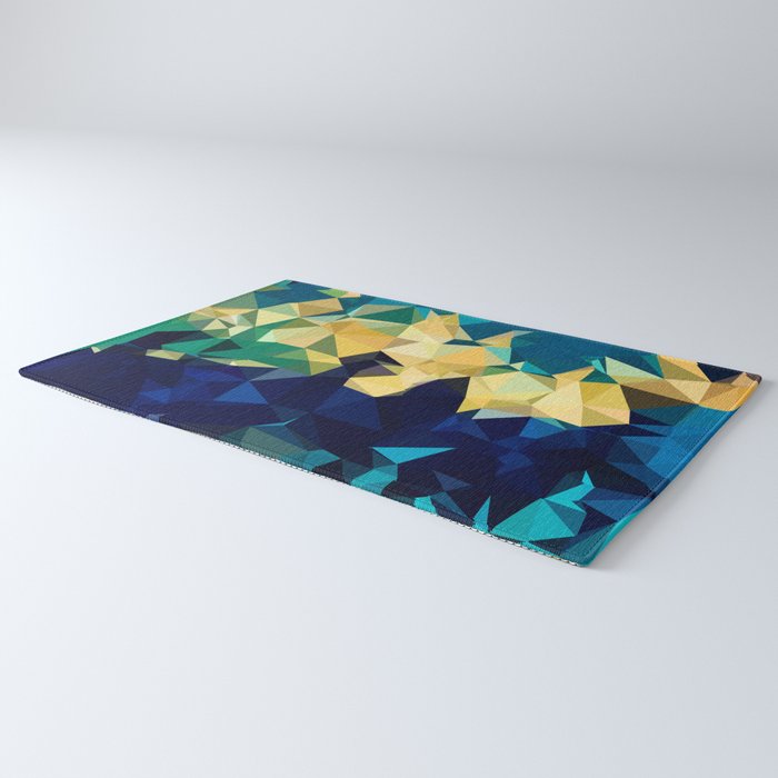 Blue Gold New Poly Wave Geometric Triangles  Rug Gallery Image 3