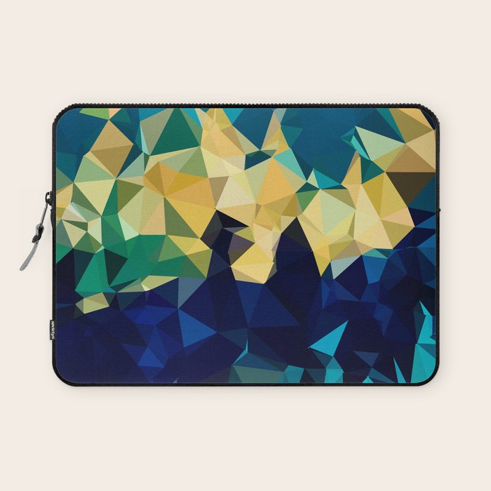 Blue Gold New Poly Wave Geometric Triangles  Laptop Sleeve Gallery Image 1