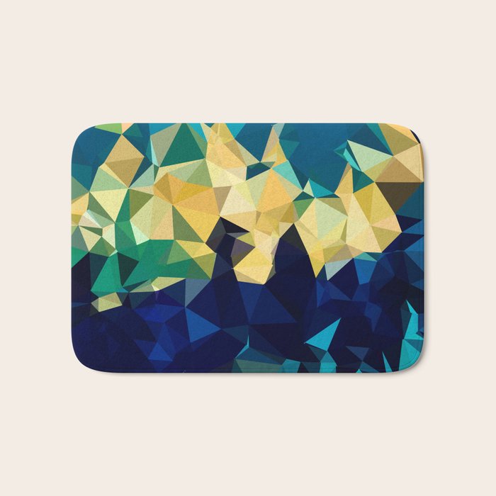 Blue Gold New Poly Wave Geometric Triangles  Bath Mat Gallery Image 1