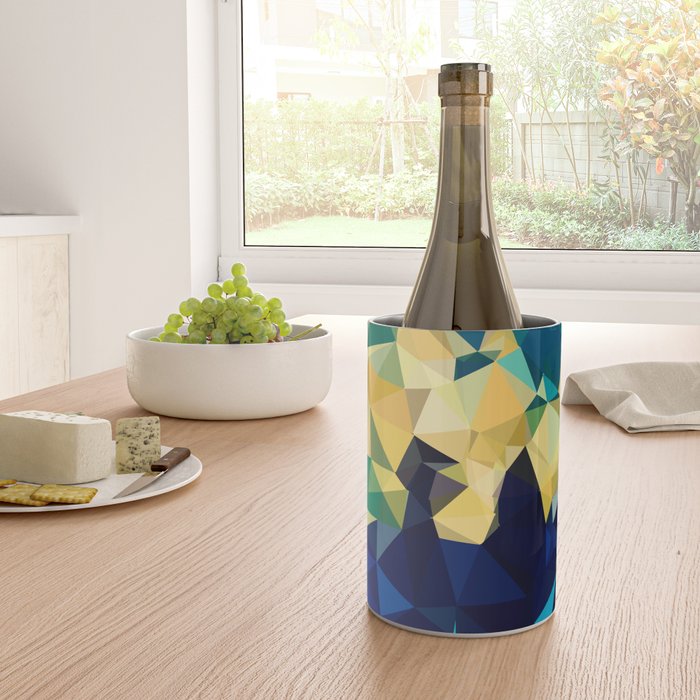Blue Gold New Poly Wave Geometric Triangles  Wine Chiller Gallery Image 4
