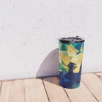 Blue Gold New Poly Wave Geometric Triangles  Travel Mug Gallery Image 4