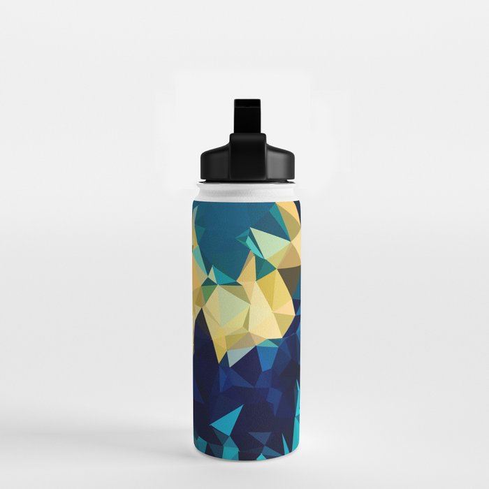 Blue Gold New Poly Wave Geometric Triangles  Water Bottle Gallery Image 2