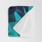 Blue Gold New Poly Wave Geometric Triangles  Throw Blanket Gallery Image 3