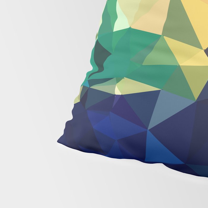Blue Gold New Poly Wave Geometric Triangles  Pillow Sham Gallery Image 4