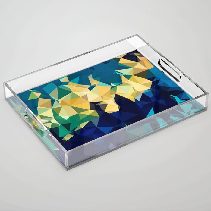 Blue Gold New Poly Wave Geometric Triangles  Acrylic Tray Gallery Image 1