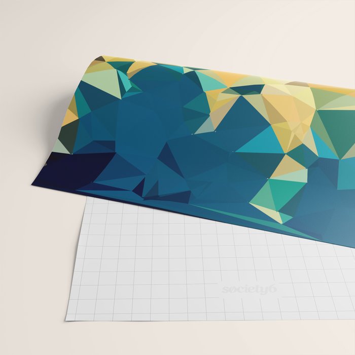 Blue Gold New Poly Wave Geometric Triangles  Wrapping Paper Gallery Image 2
