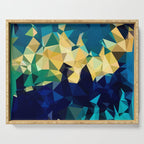Blue Gold New Poly Wave Geometric Triangles  Serving Tray Gallery Image 1