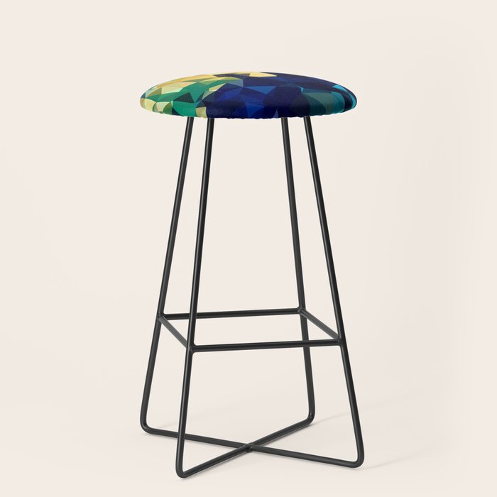 Blue Gold New Poly Wave Geometric Triangles  Stool Gallery Image 1