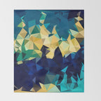 Blue Gold New Poly Wave Geometric Triangles  Throw Blanket Gallery Image 2