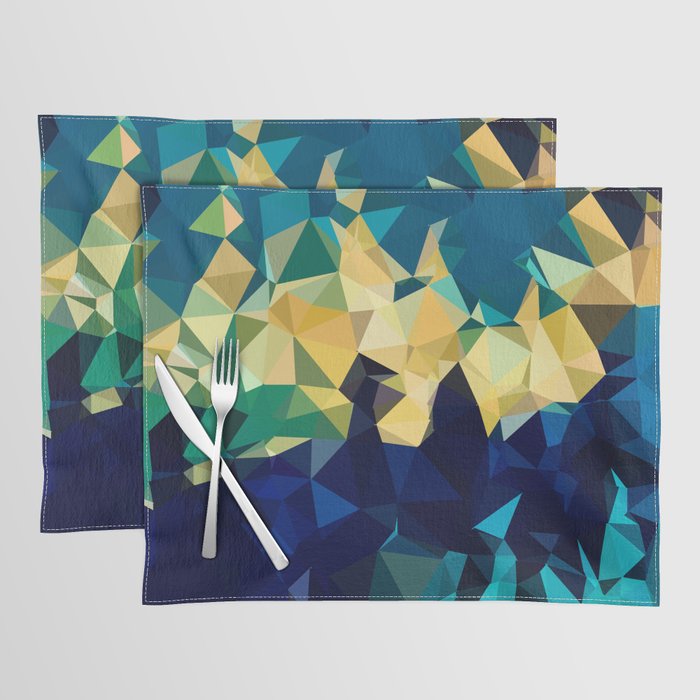 Blue Gold New Poly Wave Geometric Triangles  Placemat Gallery Image 1