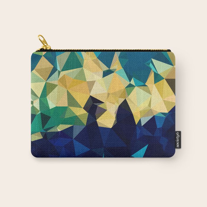 Blue Gold New Poly Wave Geometric Triangles  Carry All Pouch Gallery Image 1