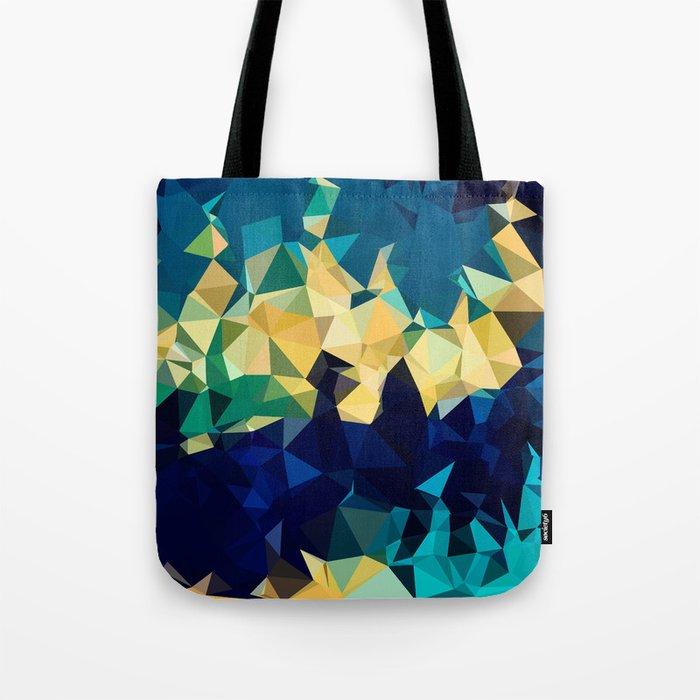 Blue Gold New Poly Wave Geometric Triangles  Tote Bag Gallery Image 1