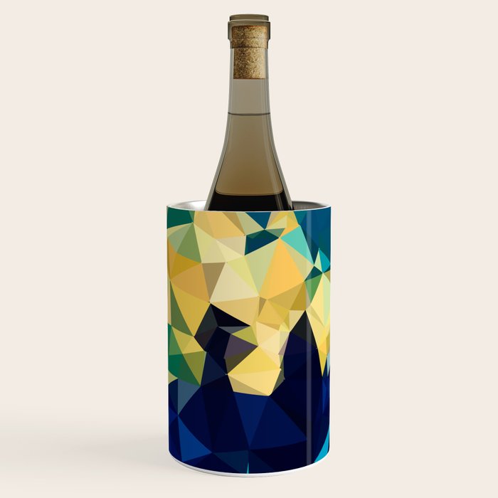 Blue Gold New Poly Wave Geometric Triangles  Wine Chiller Gallery Image 1