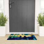 Blue Gold New Poly Wave Geometric Triangles  Welcome Mat Gallery Image 3