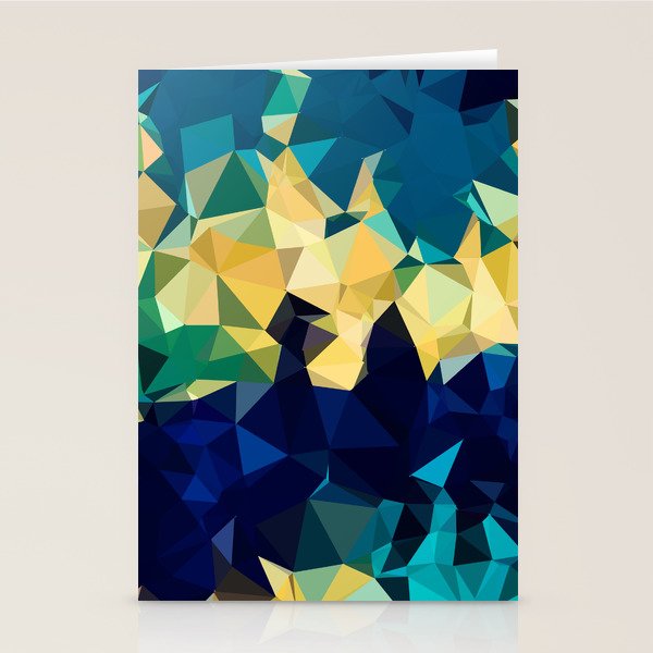 Blue Gold New Poly Wave Geometric Triangles  Stationery Card Gallery Image 2