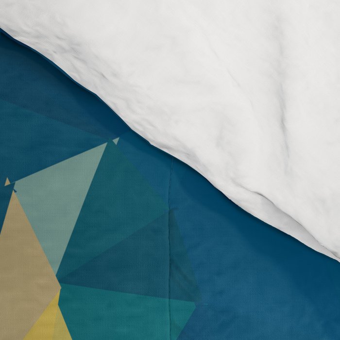 Blue Gold New Poly Wave Geometric Triangles  Comforter Gallery Image 4
