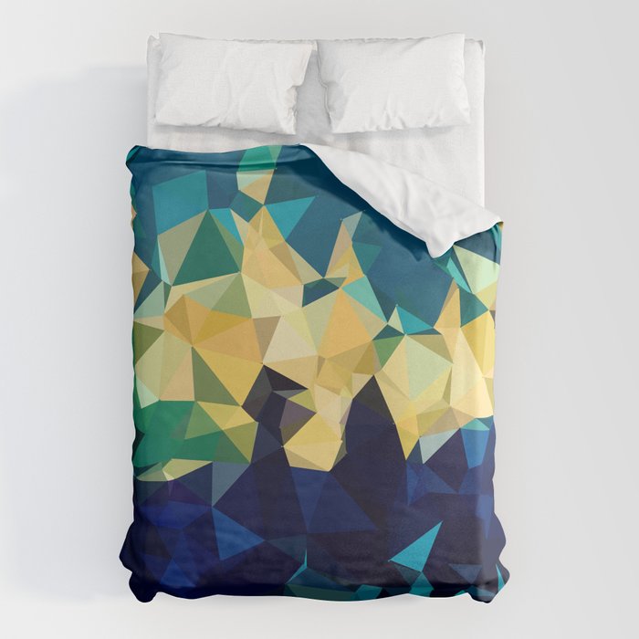 Blue Gold New Poly Wave Geometric Triangles  Duvet Cover Gallery Image 6
