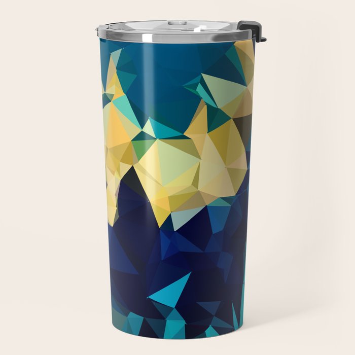 Blue Gold New Poly Wave Geometric Triangles  Travel Mug Gallery Image 2