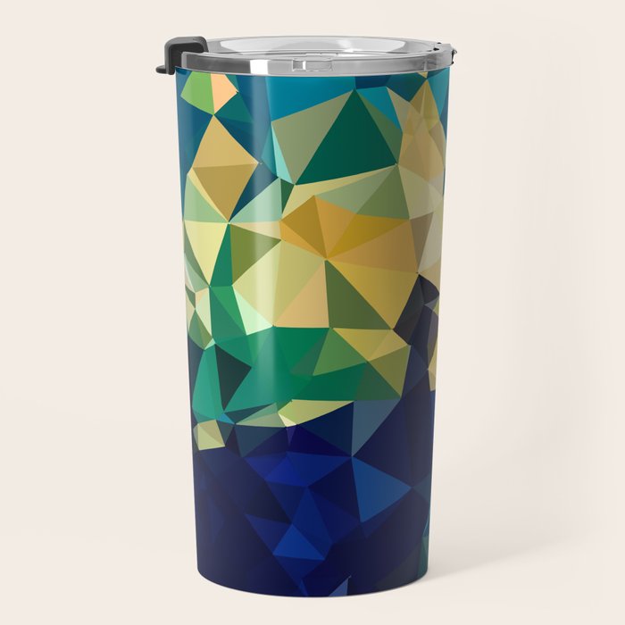 Blue Gold New Poly Wave Geometric Triangles  Travel Mug Gallery Image 3