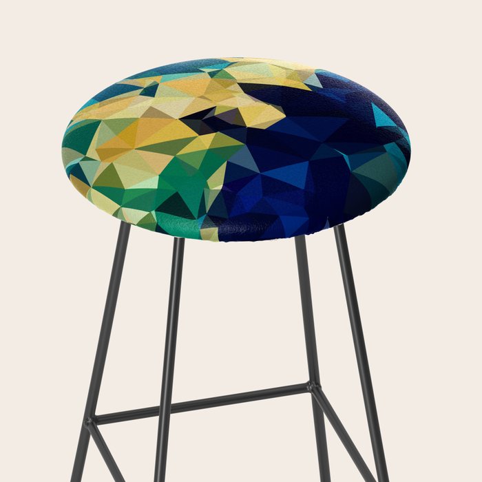 Blue Gold New Poly Wave Geometric Triangles  Stool Gallery Image 2