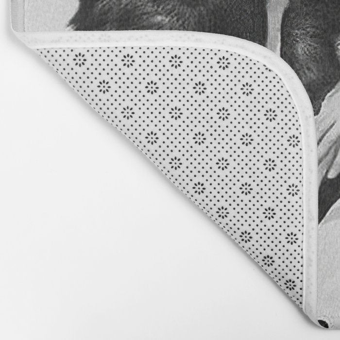 Lady and Chimp Sunbathing, Black and White, Vintage Art Bath Mat Gallery Image 2