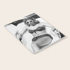 Lady and Chimp Sunbathing, Black and White, Vintage Art Notebook Gallery Image 2