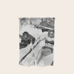 Lady and Chimp Sunbathing, Black and White, Vintage Art Wall Hanging Gallery Image 1