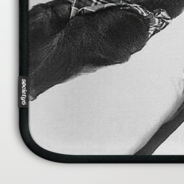 Lady and Chimp Sunbathing, Black and White, Vintage Art Laptop Sleeve Gallery Image 3