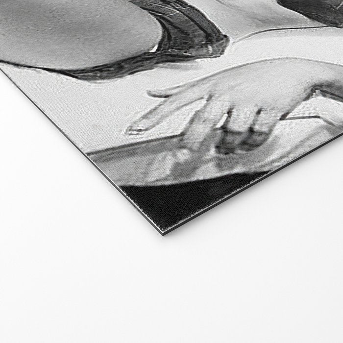 Lady and Chimp Sunbathing, Black and White, Vintage Art Welcome Mat Gallery Image 2