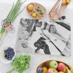 Lady and Chimp Sunbathing, Black and White, Vintage Art Cutting Board Gallery Image 2