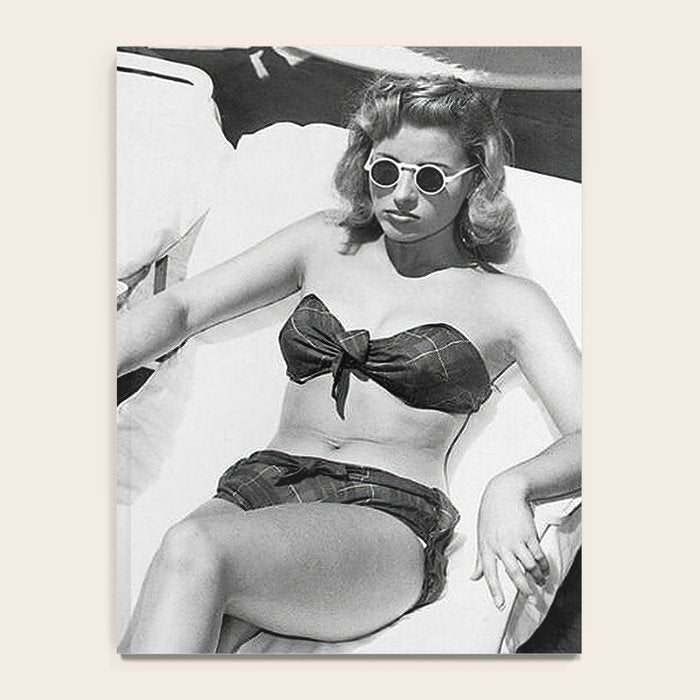 Lady and Chimp Sunbathing, Black and White, Vintage Art Notebook Gallery Image 4