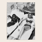 Lady and Chimp Sunbathing, Black and White, Vintage Art Poster Gallery Image 4