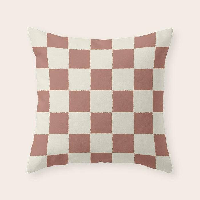 DESERT CHECKER CLAY Throw Pillow Gallery Image 1