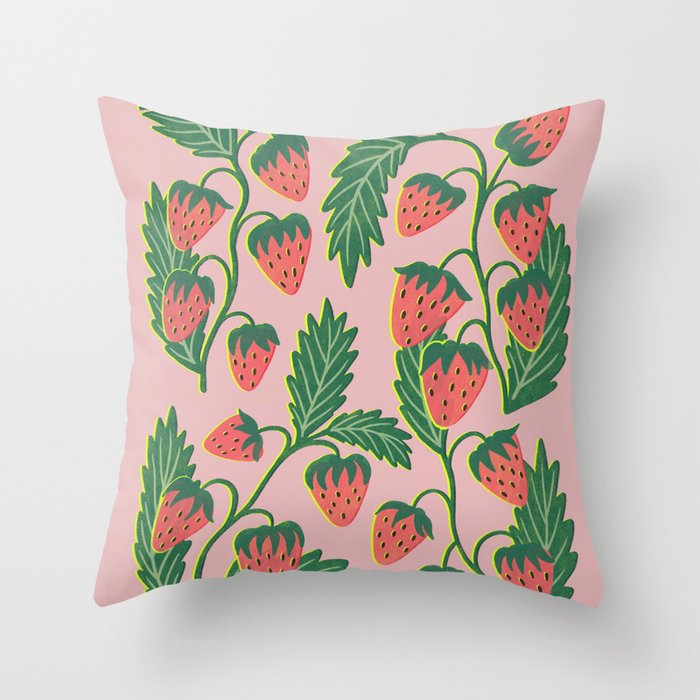 Strawberry plants Throw Pillow Gallery Image 1