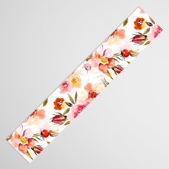 Hygge Watercolor Midsummer Dogroses Pattern  Table Runner Gallery Image 3