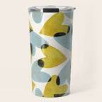 Linocut Hearts / Blue & Yellow Travel Mug Gallery Image 1