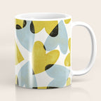 Linocut Hearts / Blue & Yellow Coffee Mug Gallery Image 1