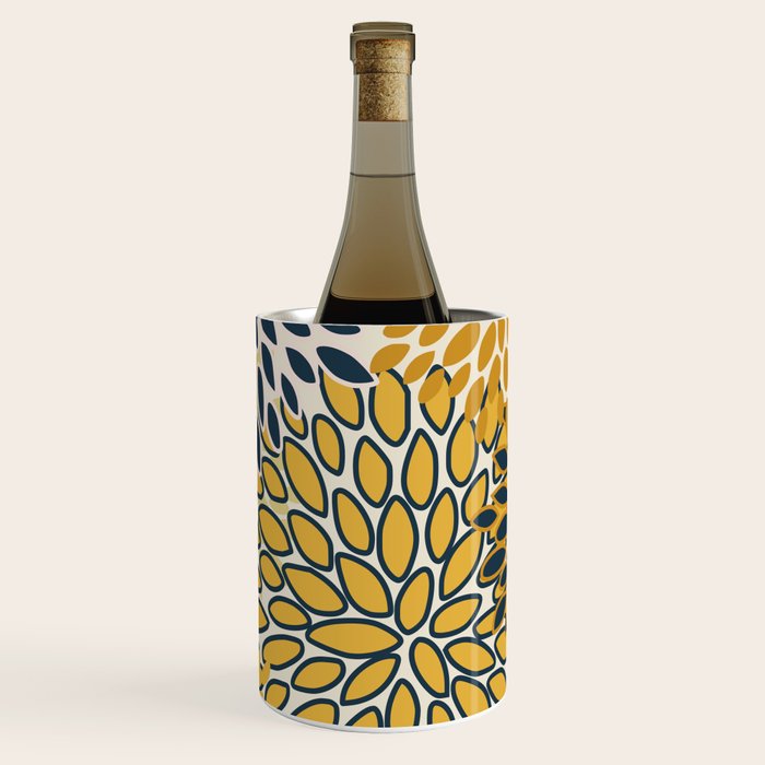 Floral Prints, Abstract Art, Navy Blue and Mustard Yellow, Wine Chiller Gallery Image 3