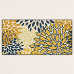 Floral Prints, Abstract Art, Navy Blue and Mustard Yellow, Desk Mat Gallery Image 3