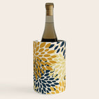 Floral Prints, Abstract Art, Navy Blue and Mustard Yellow, Wine Chiller Gallery Image 2