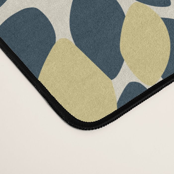 Floral Prints, Abstract Art, Navy Blue and Mustard Yellow, Desk Mat Gallery Image 4