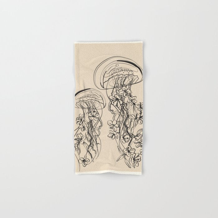 Minimal Floral Jellyfishes 1 Bath Towel Gallery Image 1