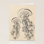 Minimal Floral Jellyfishes 1 Stationery Card Gallery Image 2