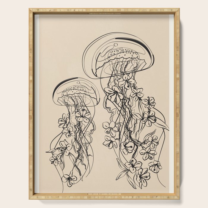 Minimal Floral Jellyfishes 1 Serving Tray Gallery Image 1