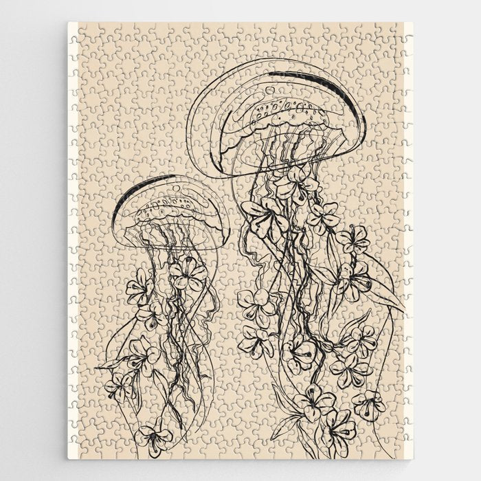 Minimal Floral Jellyfishes 1 Jigsaw Puzzle Gallery Image 1