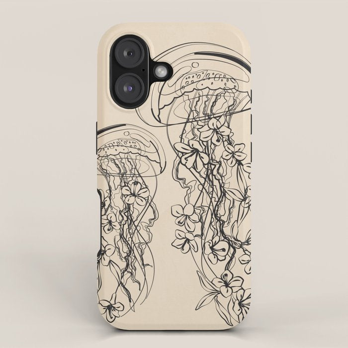 Minimal Floral Jellyfishes 1 iPhone Case Gallery Image 1