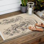 Minimal Floral Jellyfishes 1 Outdoor Rug Gallery Image 2